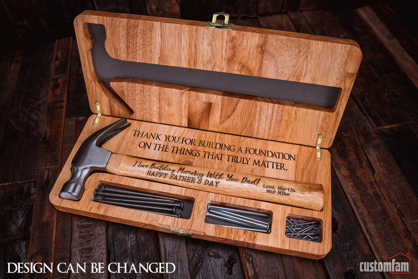 Personalized Father's Day Gift, Engraved Hammer with Child's Hand Print