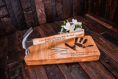 Personalized Father's Day Gift, Engraved Hammer with Child's Hand Print