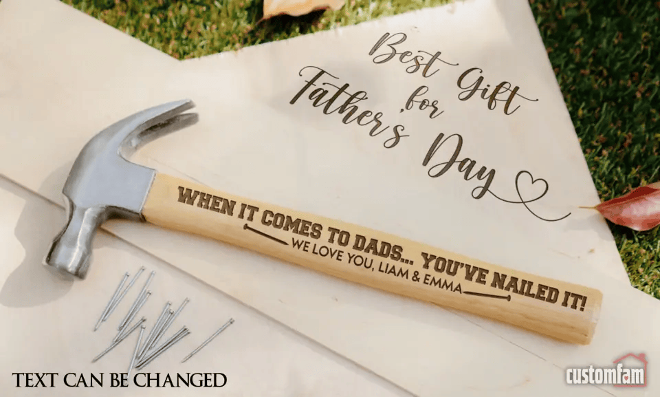 Personalized Engraved Hammer, Fathers Day Gift for Dad from Kids, Gifts for Men - Husband Anniversary, Boyfriend Father's Day, Valentines gift for him