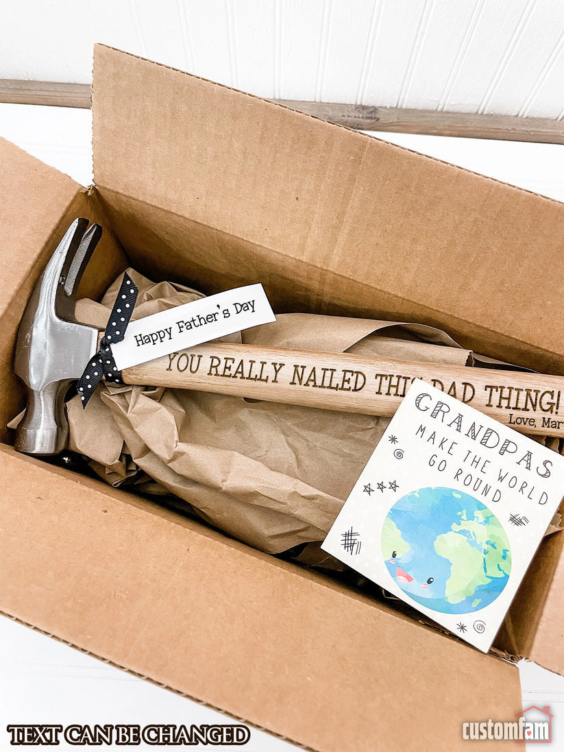 Personalized Tape Measure And Engraved Hammer Gift Idea For Him, Fathers Day Gift for Papa