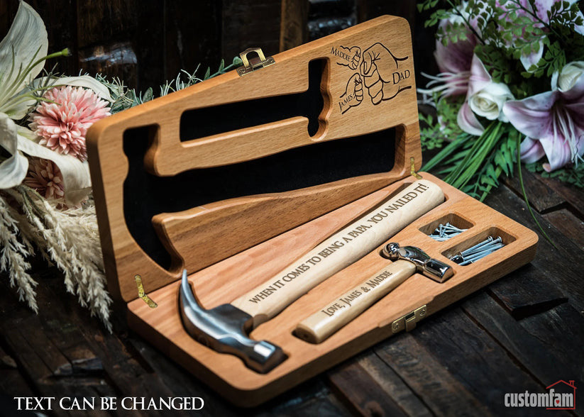 When It Comes To Being A Papa Personalized Engraved Hammer Father's Day Gift Ideas, Wooden Box And Nails Set, Gifts For Dad