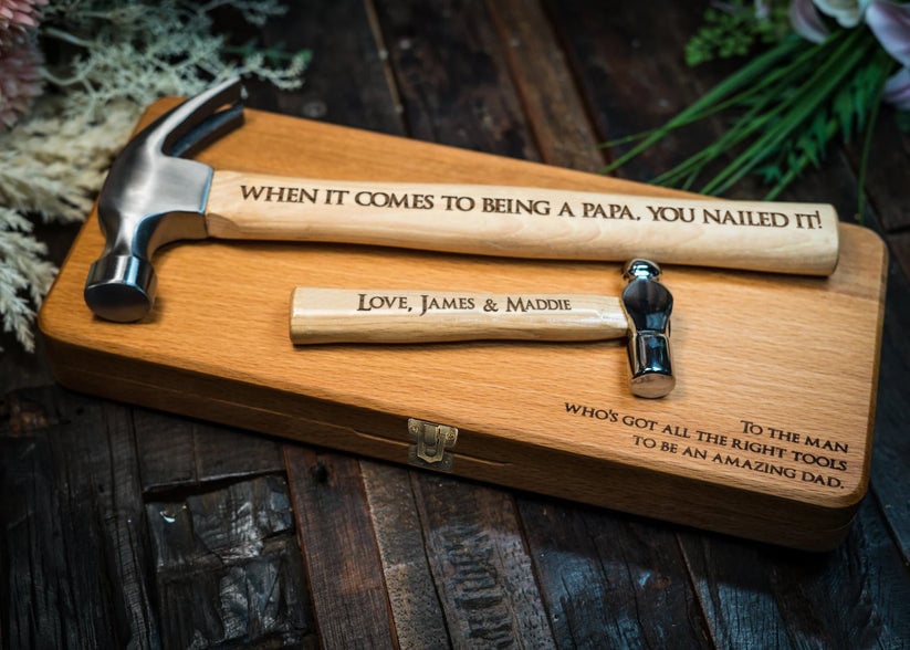 When It Comes To Being A Papa Personalized Engraved Hammer Father's Day Gift Ideas, Wooden Box And Nails Set, Gifts For Dad