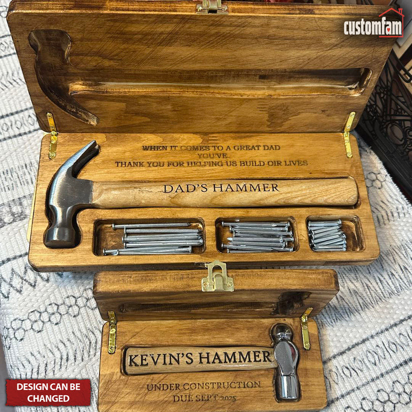 When It Comes To Being A Great Dad Personalized Engraved Hammer Father's Day Gift, Wooden Box And Nails Set, Gifts For Dad