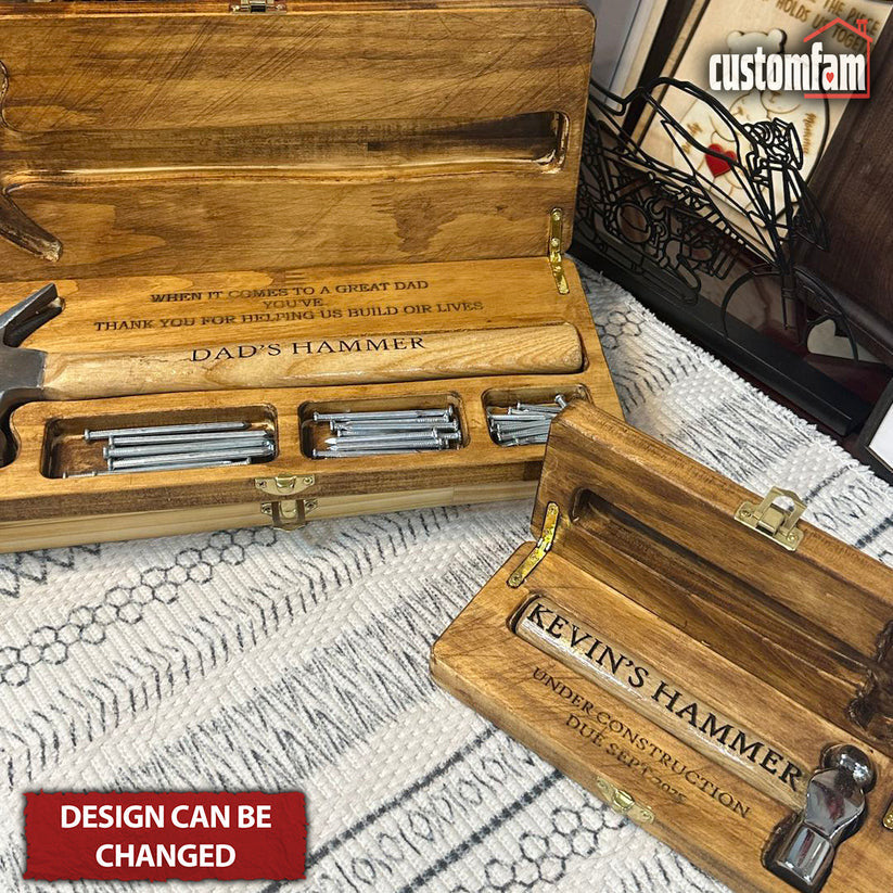 When It Comes To Being A Great Dad Personalized Engraved Hammer Father's Day Gift, Wooden Box And Nails Set, Gifts For Dad