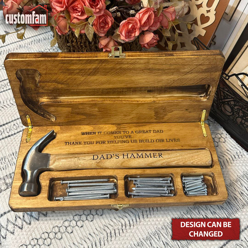When It Comes To Being A Great Dad Personalized Engraved Hammer Father's Day Gift, Wooden Box And Nails Set, Gifts For Dad