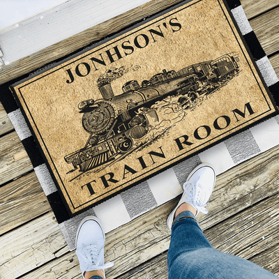 Personalized Train Room Steam Locomotive Doormat