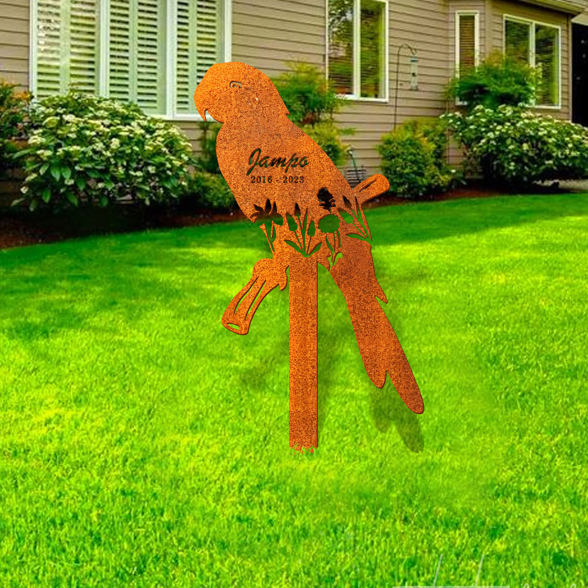 Personalized Parrot Memorial Stake, Parrot Name Sign, Sympathy Sign, Pet Grave Markers, Remembrance Stake, Parrot Garden Decor, Parrot Loss