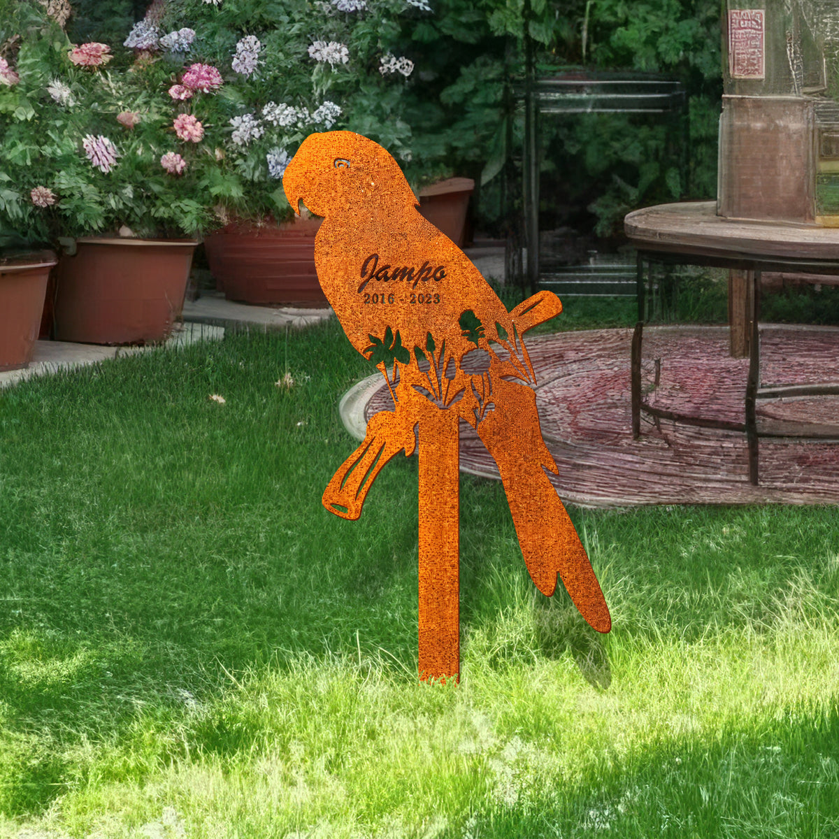 Personalized Parrot Memorial Stake, Parrot Name Sign, Sympathy Sign, Pet Grave Markers, Remembrance Stake, Parrot Garden Decor, Parrot Loss