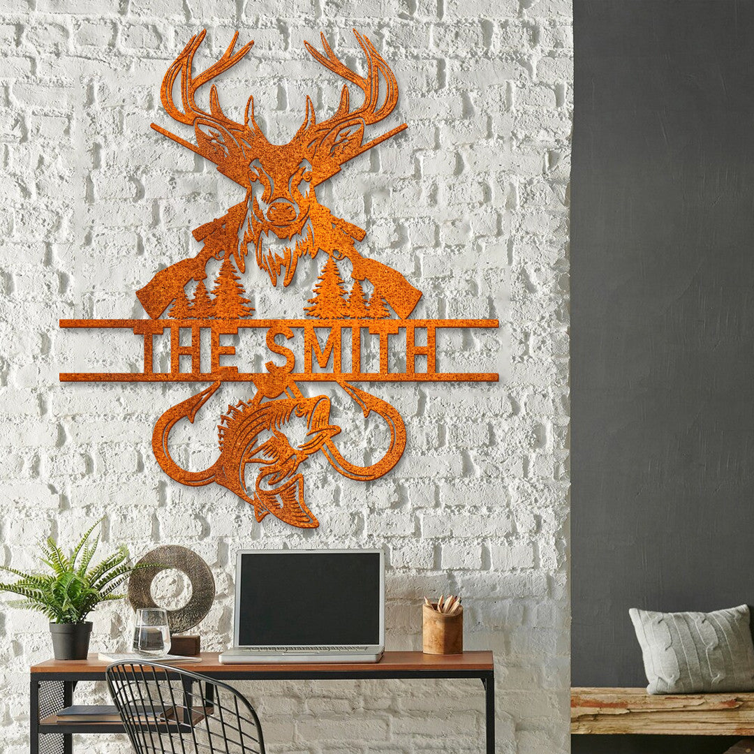 Personalized Fishing Hunting Metal Sign Led Light, Deer Hunting Sign Custom Bass Fishing Wall Decor, Fishing Sign, Gift For Dad, Husband, Son