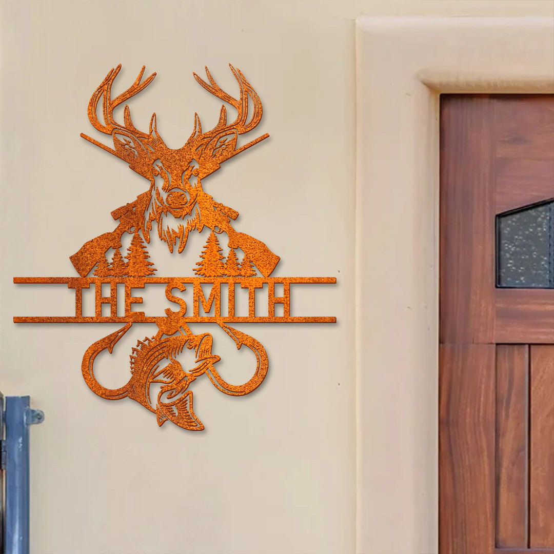 Personalized Fishing Hunting Metal Sign Led Light, Deer Hunting Sign Custom Bass Fishing Wall Decor, Fishing Sign, Gift For Dad, Husband, Son