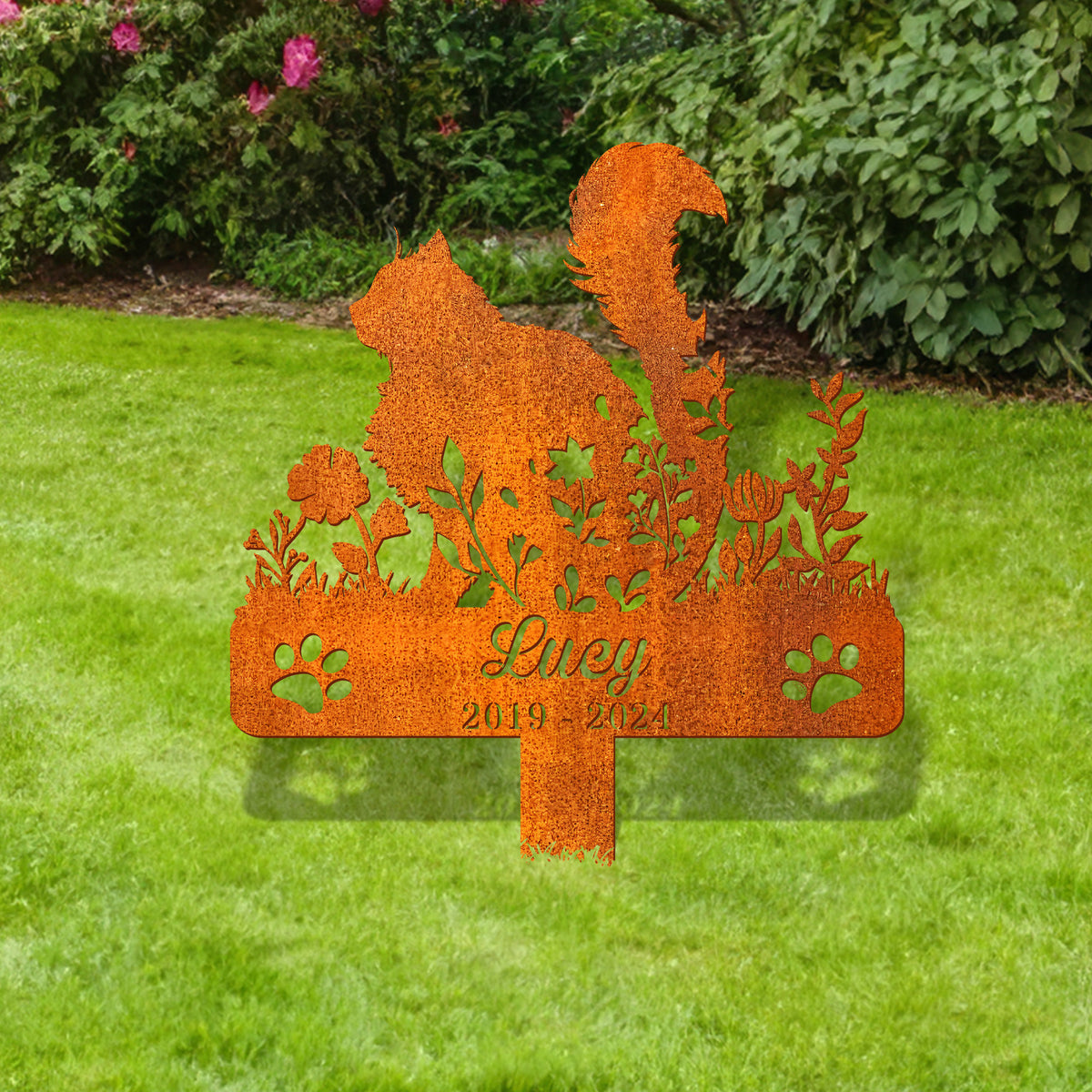 Personalized Fluffy Cat Memorial Stake, Cat Loss, Cat Lover Gift, Cat Grave Markers, Pet Grave Markers, Remembrance Stake, Metal Fluffy Cat Sign