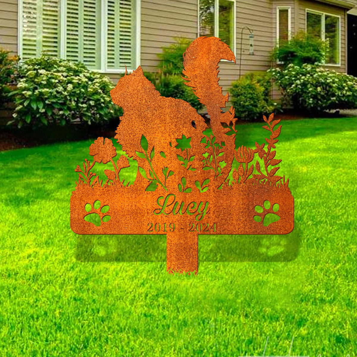 Personalized Fluffy Cat Memorial Stake, Cat Loss, Cat Lover Gift, Cat Grave Markers, Pet Grave Markers, Remembrance Stake, Metal Fluffy Cat Sign