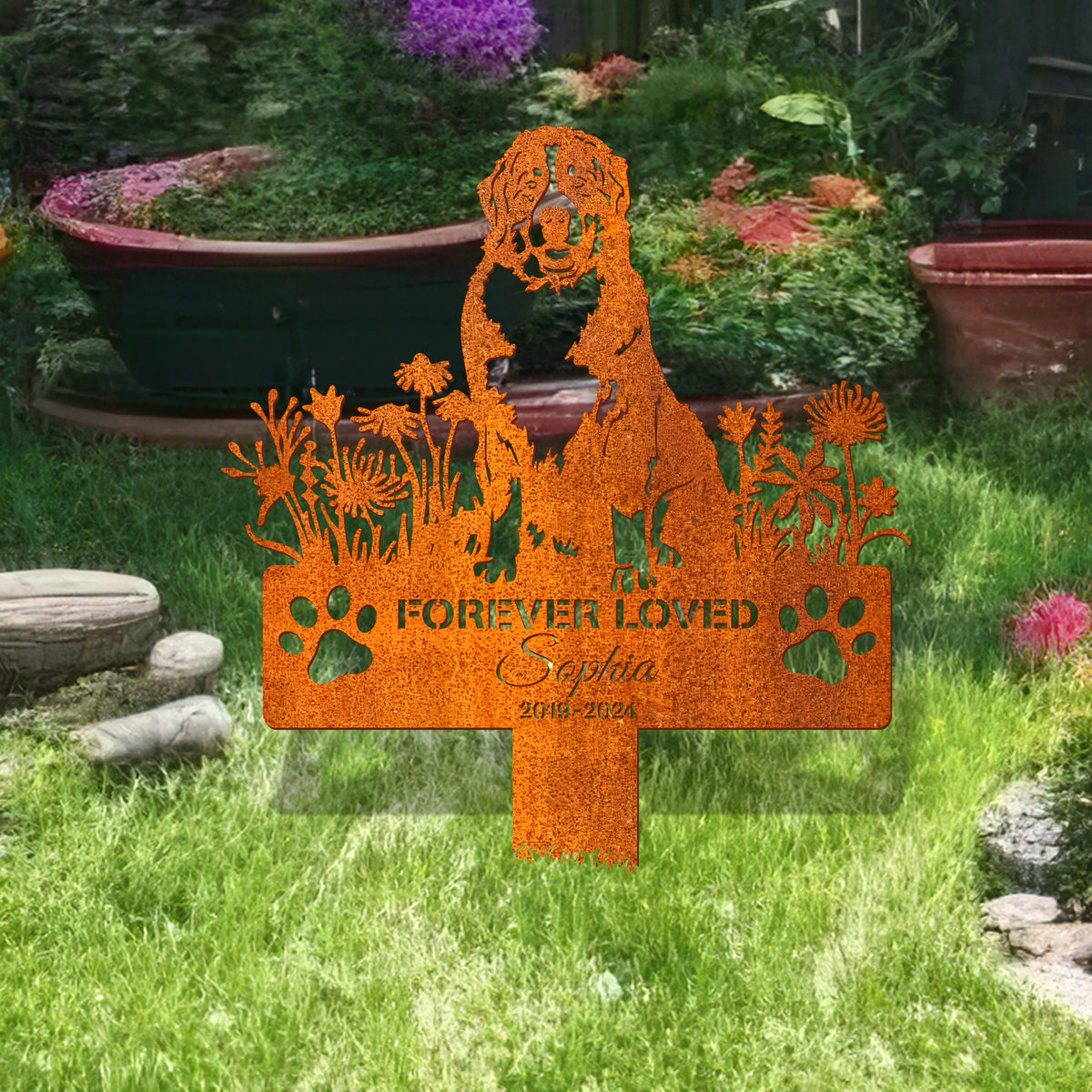 Custom Dog Memorial Stake, Bernese Mountain Memorial Stake Dog Name Sign Sympathy Sign, Pet Grave Marker, Remembrance Stake, Pet Memorial
