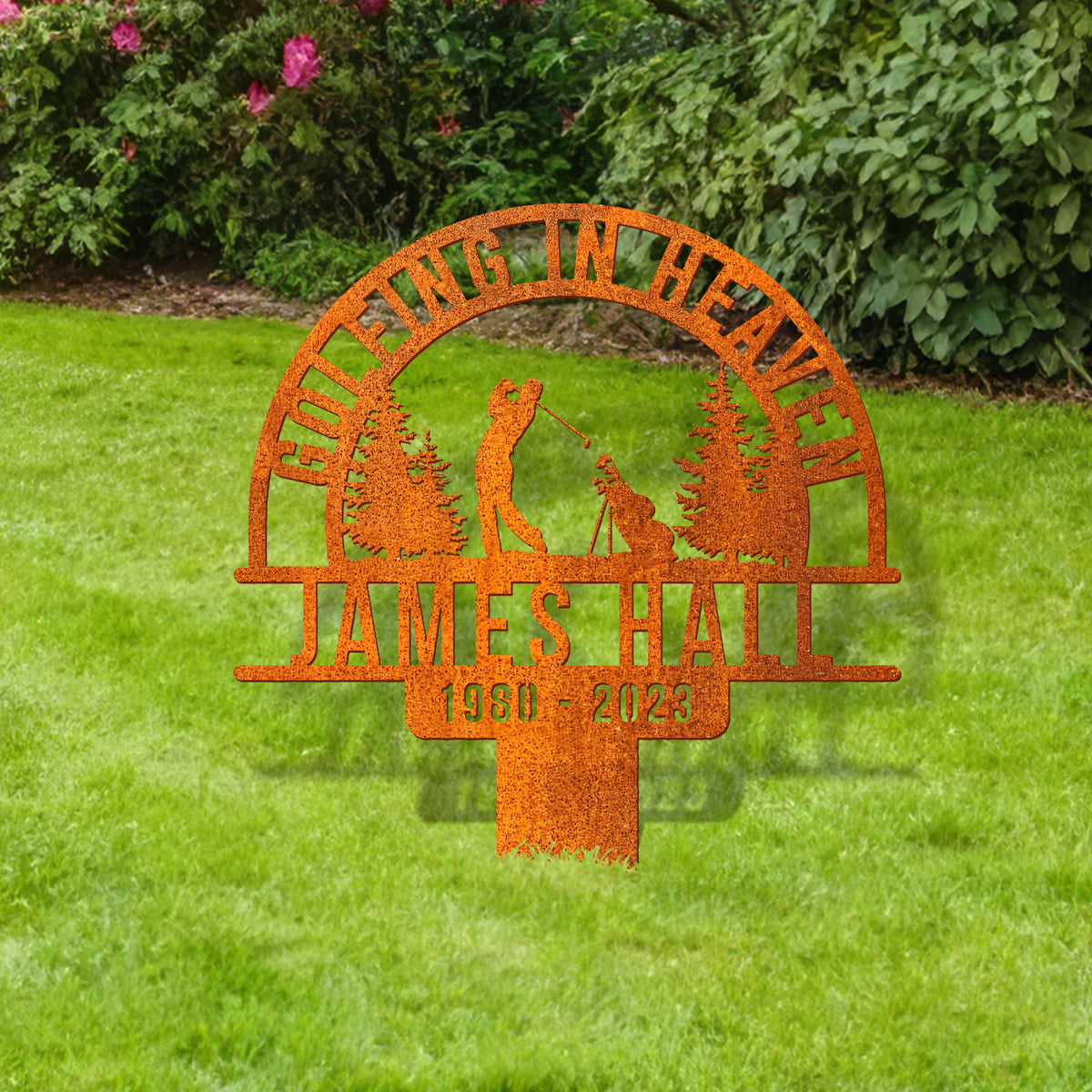 Personalized Golf Memorial Stake, Golfer Name Sign Golfer Name Metal Stake, Golfing In Heaven, Sympathy Sign, Grave Marker, Golfer Loss, Dad Loss