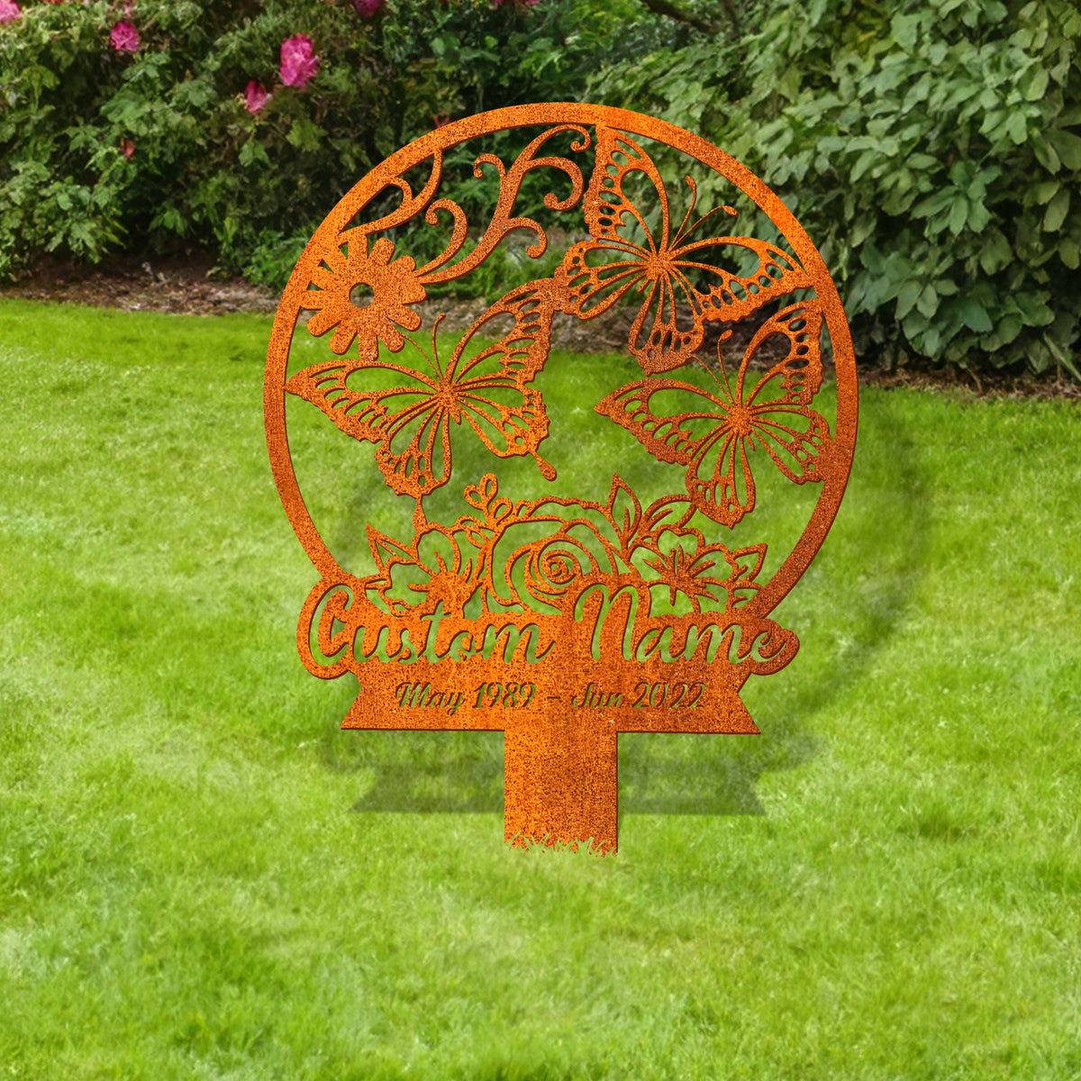 Custom Butterfly Memorial Stake, Grave Marker Custom Butterflies And Flower Sign, Memorial Plaque In Loving Memory, Sympathy Gift, Mom Loss