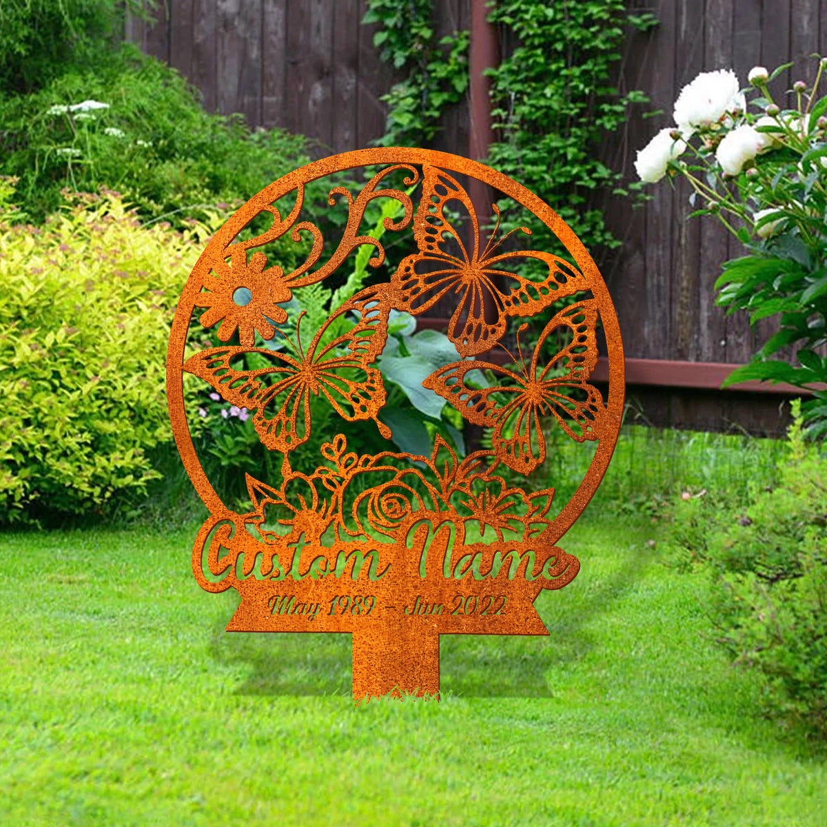 Custom Butterfly Memorial Stake, Grave Marker Custom Butterflies And Flower Sign, Memorial Plaque In Loving Memory, Sympathy Gift, Mom Loss
