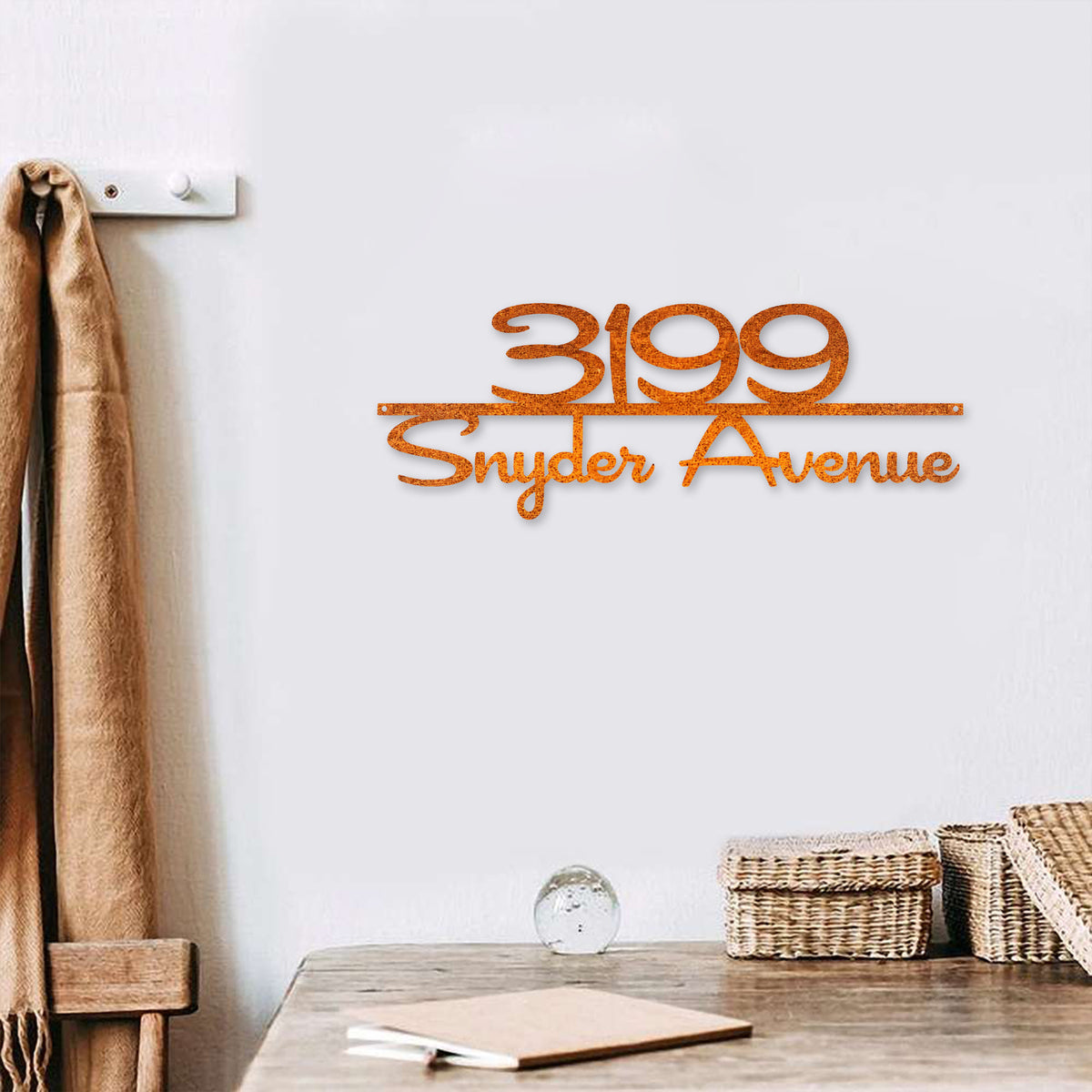 Retro Style House Number Sign Housewarming Gift Personalized House Number Sign Modern House Numbers Metal Address Sign With Street Name