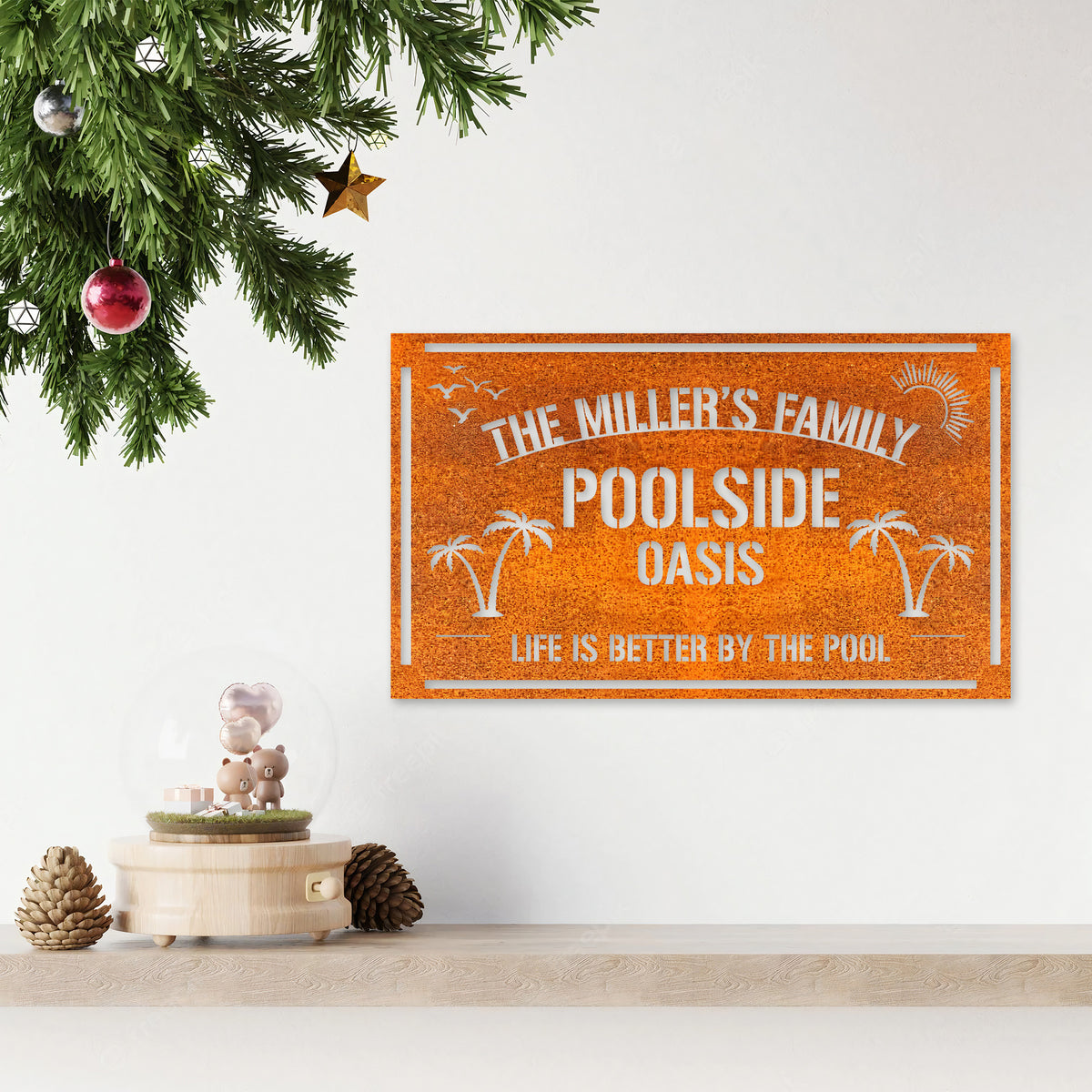 Personalized Family Poolside Oasis Sign Led Light, Pool & Patio Sign Pool Metal Sign, Custom Poolside Sign, Tiki Bar, Backyard Oasis Sign
