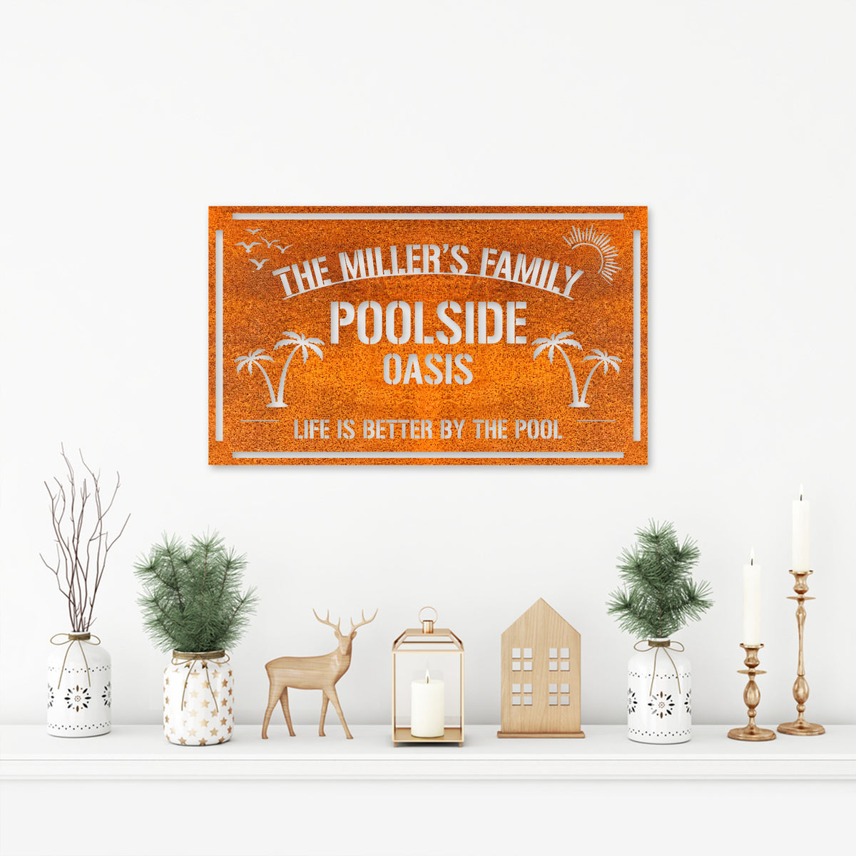 Personalized Family Poolside Oasis Sign Led Light, Pool & Patio Sign Pool Metal Sign, Custom Poolside Sign, Tiki Bar, Backyard Oasis Sign
