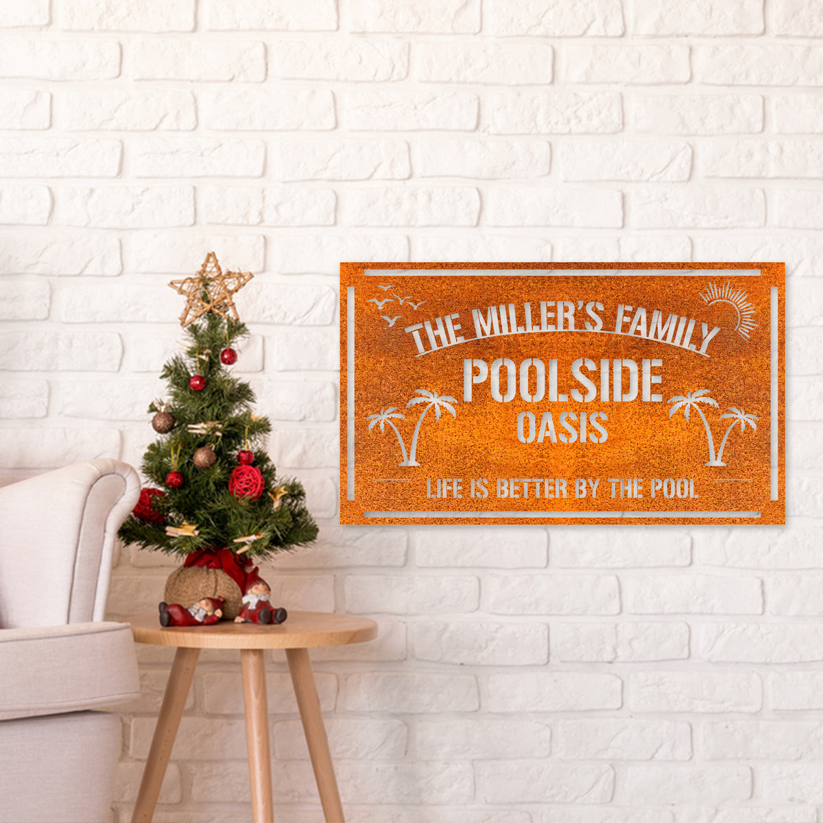 Personalized Family Poolside Oasis Sign Led Light, Pool & Patio Sign Pool Metal Sign, Custom Poolside Sign, Tiki Bar, Backyard Oasis Sign