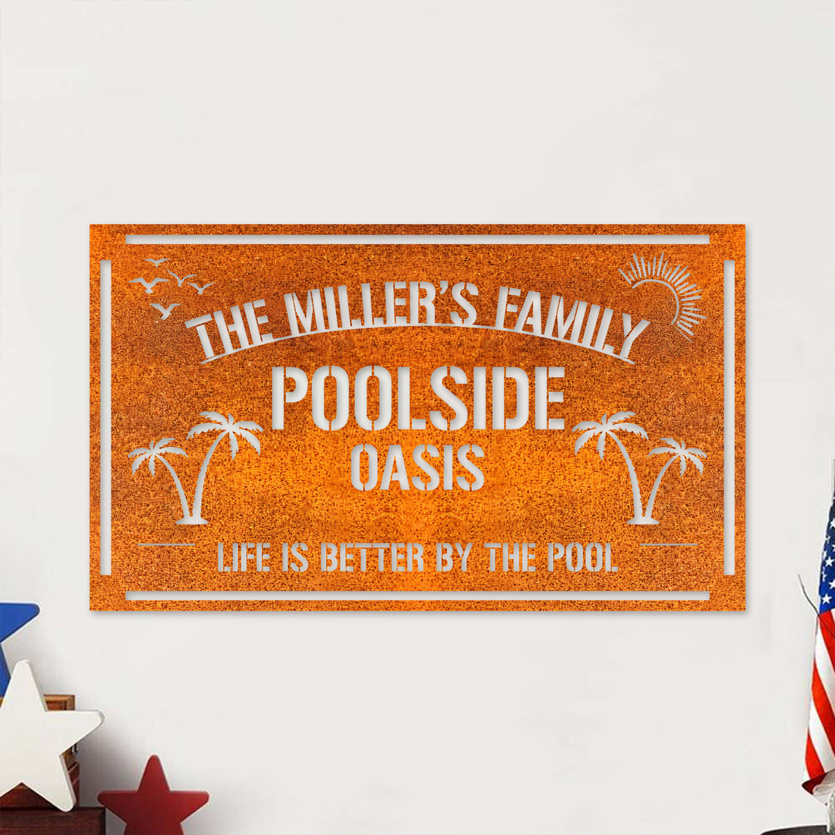 Personalized Family Poolside Oasis Sign Led Light, Pool & Patio Sign Pool Metal Sign, Custom Poolside Sign, Tiki Bar, Backyard Oasis Sign