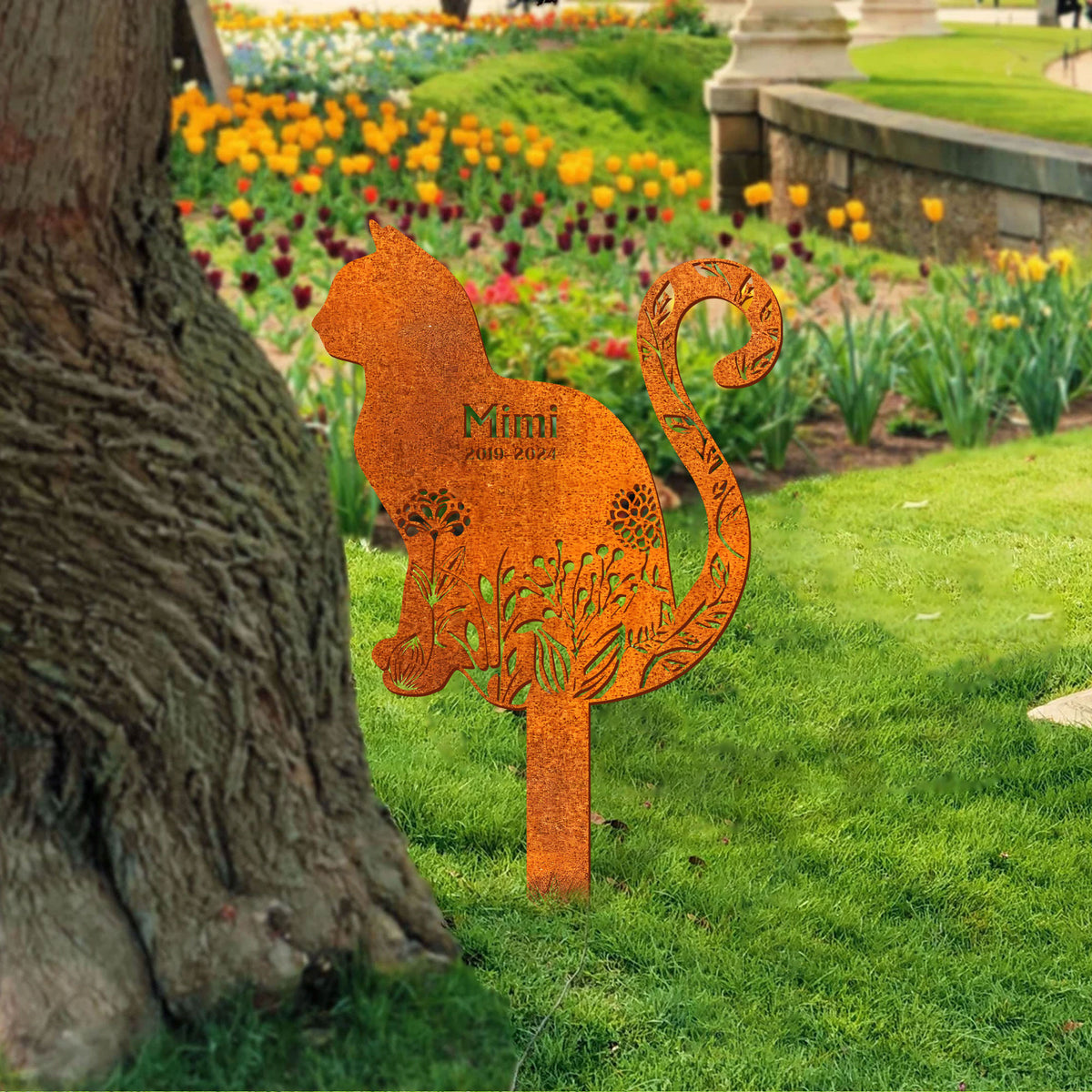 Custom Cat Memorial Stake, Personalized Cat Name Stake, Cat Memorial Plaque With Stake Cat Grave Marker, Cat Loss Gift, Cat Garden Decor