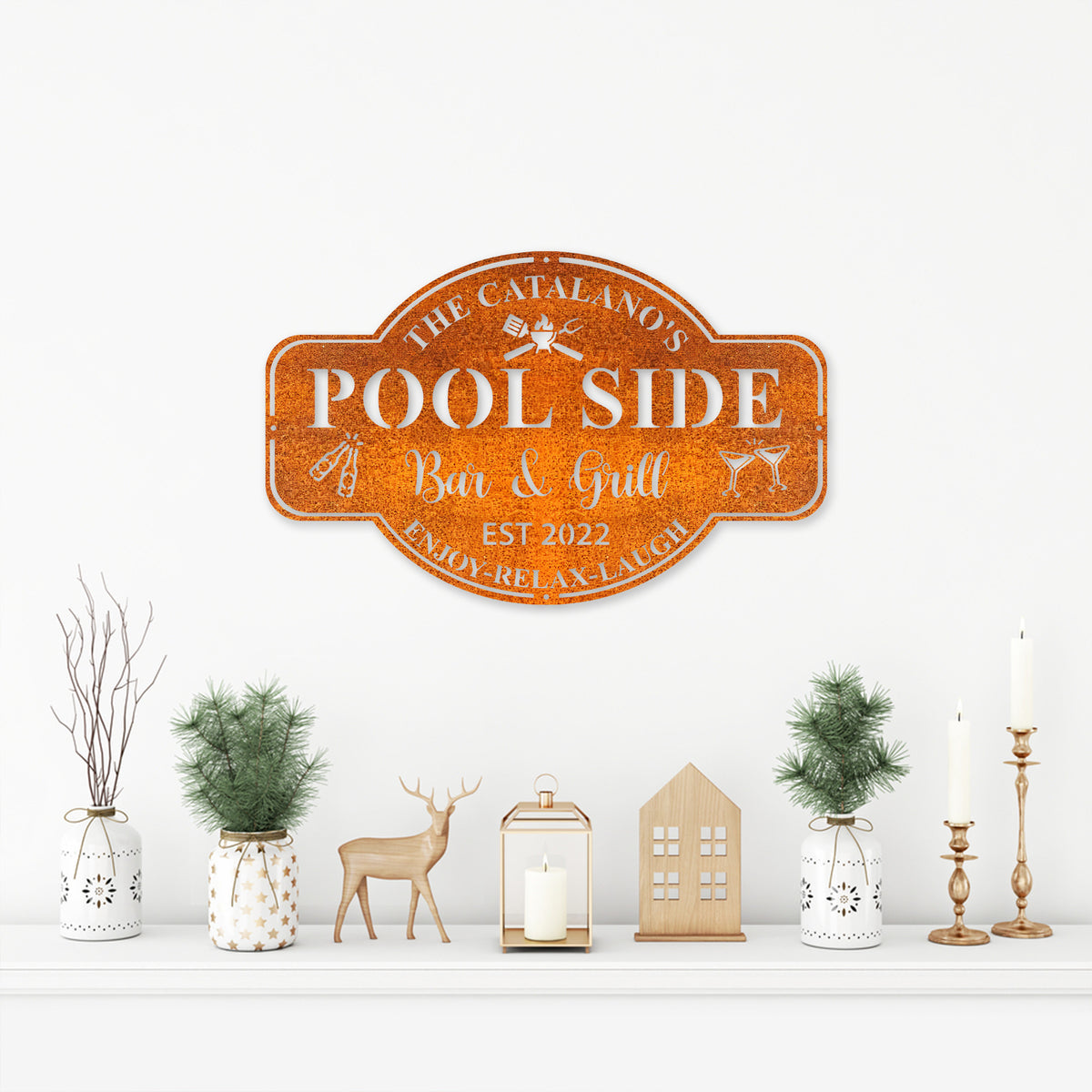 Personalized Sign For Pool Bar Metal Family Poolside Bar And Grill Sign Led Light, Bar And Grill Metal Wall Decor, Pool Oasis, Poolside Decor