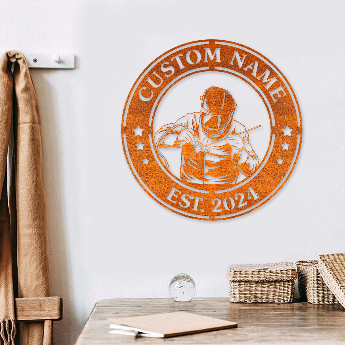 Custom Us Flag Welding Metal Wall Art Led Light Personalized Welder Name Sign Welder Metal Sign Birthday Gift Ideal For Home Decor & Gift