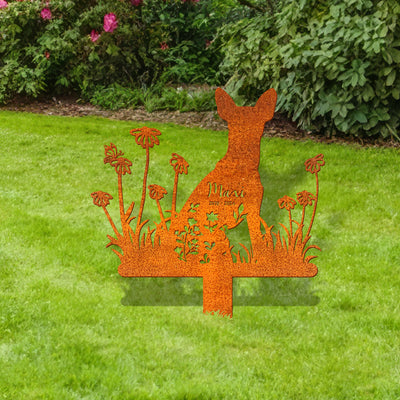 Custom Dog Memorial Stake, Miniature Pinscher Memorial Stake, Miniature Pinscher Loss, Sympathy Gift, Rusty Metal Stake, Pet Grave Markers