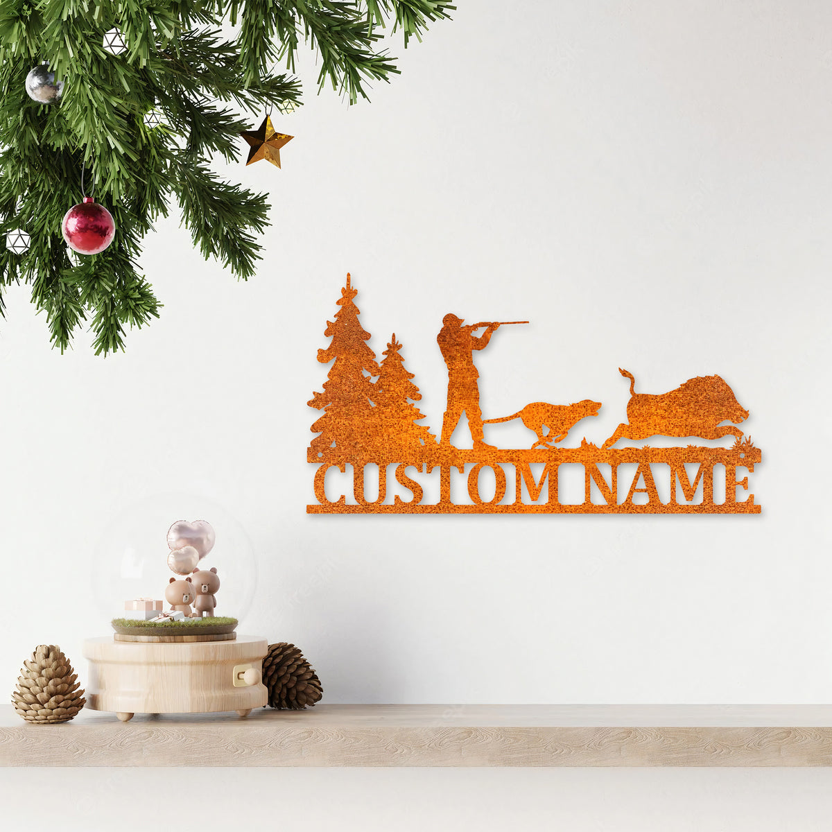Personalized Hound Wild Boar Hunting Metal Wall Art, Custom Hunter Name Sign Hunting Sign Hunter Gift, Dog Hunting Home Decor, Birthday Gift