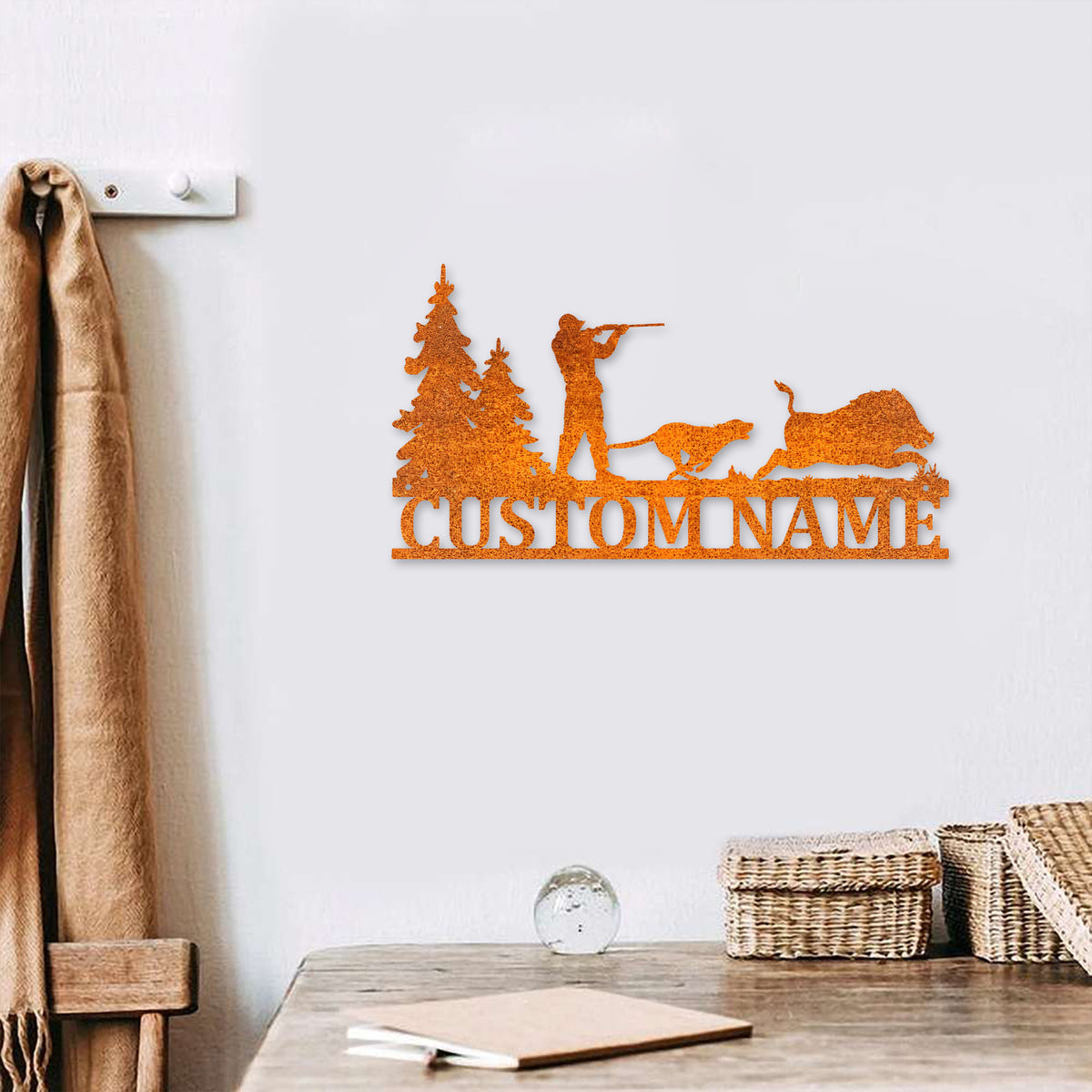 Personalized Hound Wild Boar Hunting Metal Wall Art, Custom Hunter Name Sign Hunting Sign Hunter Gift, Dog Hunting Home Decor, Birthday Gift