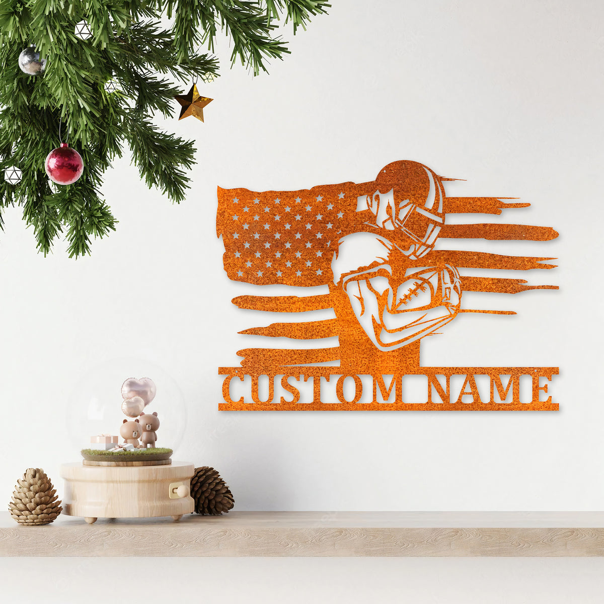 Custom American Football Metal Sign, Football Player Name Sign, Football Coach Gift, Boys Room Decor, Football Metal Wall Art, Birthday Gift