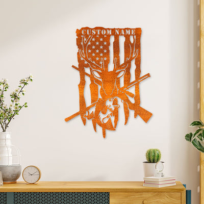 Custom Deer And Bass Fishing Metal Wall Art Led Hunting Sign Personalized Hunter Name Sign Home Decor Cabin Decor Fishing Sign Dad Gift