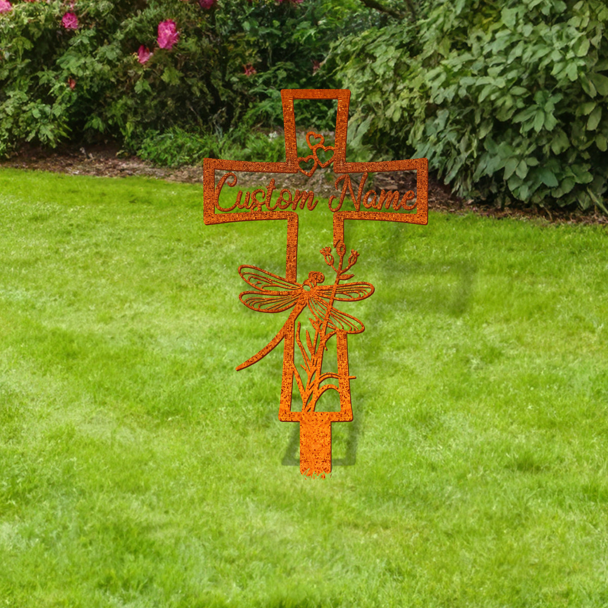 Custom Dragonfly Memorial Cross Stake, Memorial Stake, Cross Sign, Grave Marker Cemetery Stake, Loss Of Loved One Sympathy, In Memory Of Gifts