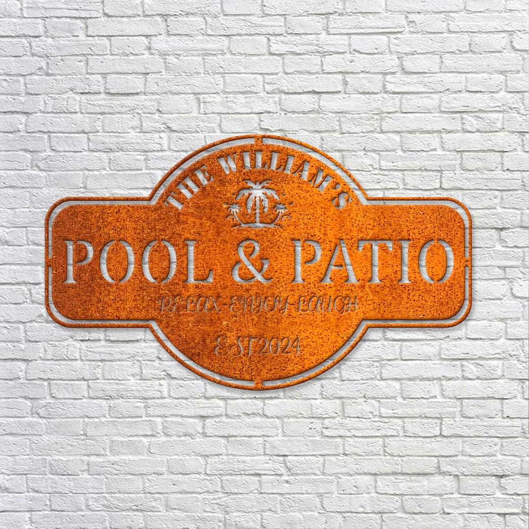 Personalized Pool & Patio Sign, Patio Decor Swimming Pool Decor, Custom Pool Sign, Backyard Pool Decor, Family Name Sign Modern Poolside Decor