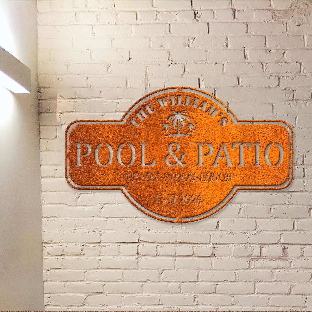Personalized Pool & Patio Sign, Patio Decor Swimming Pool Decor, Custom Pool Sign, Backyard Pool Decor, Family Name Sign Modern Poolside Decor