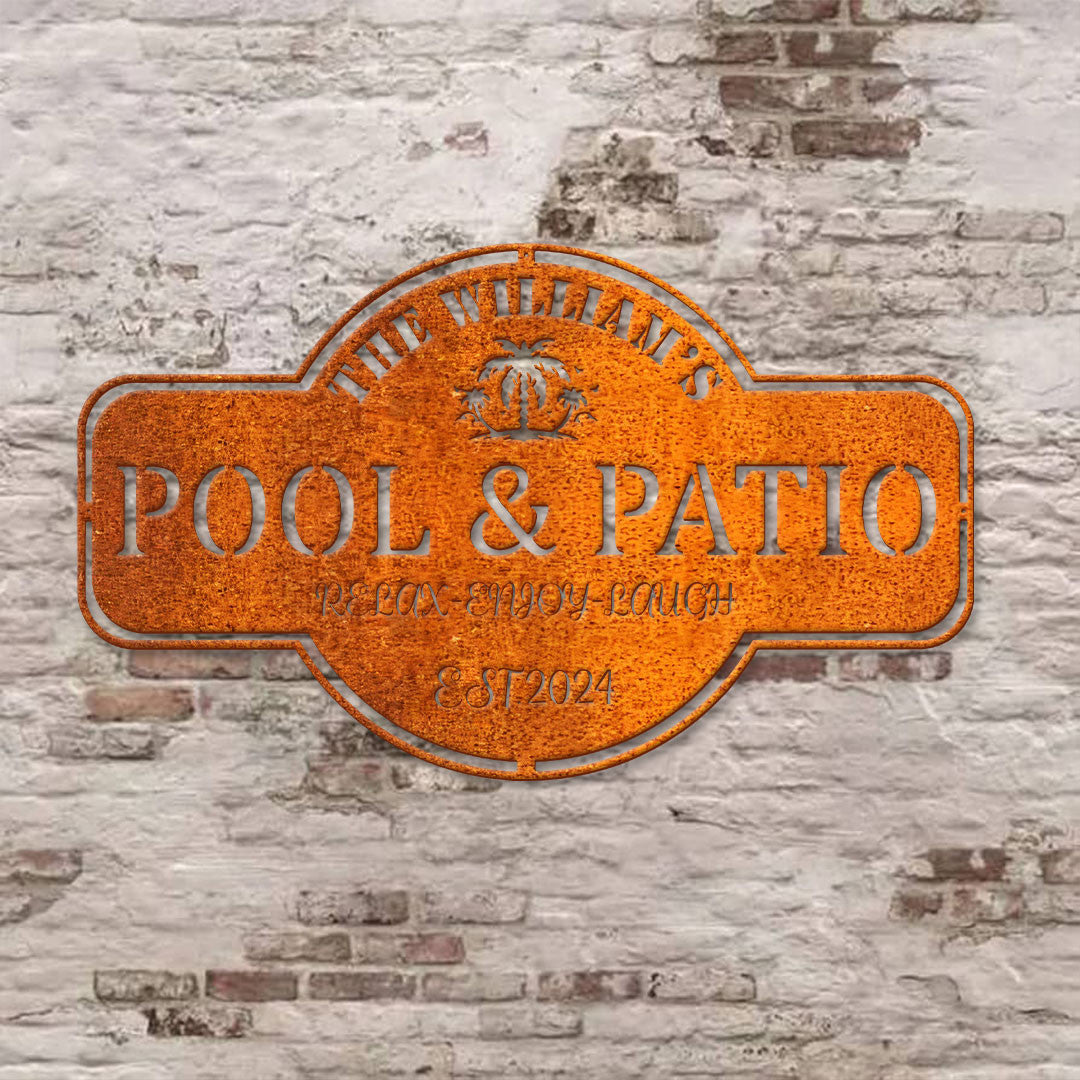 Personalized Pool & Patio Sign, Patio Decor Swimming Pool Decor, Custom Pool Sign, Backyard Pool Decor, Family Name Sign Modern Poolside Decor