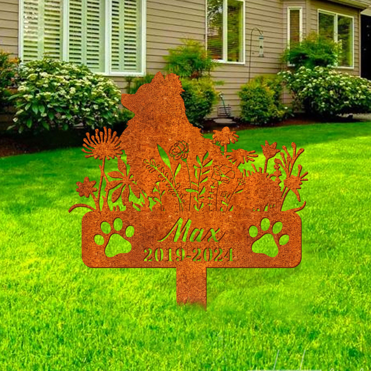 Personalized Dog Memorial Stake, Pomeranian Memorial Stake Corten Sign Pet Grave Markers Sign, Pet Loss Gift, Sympathy Sign, Remembrance Stake