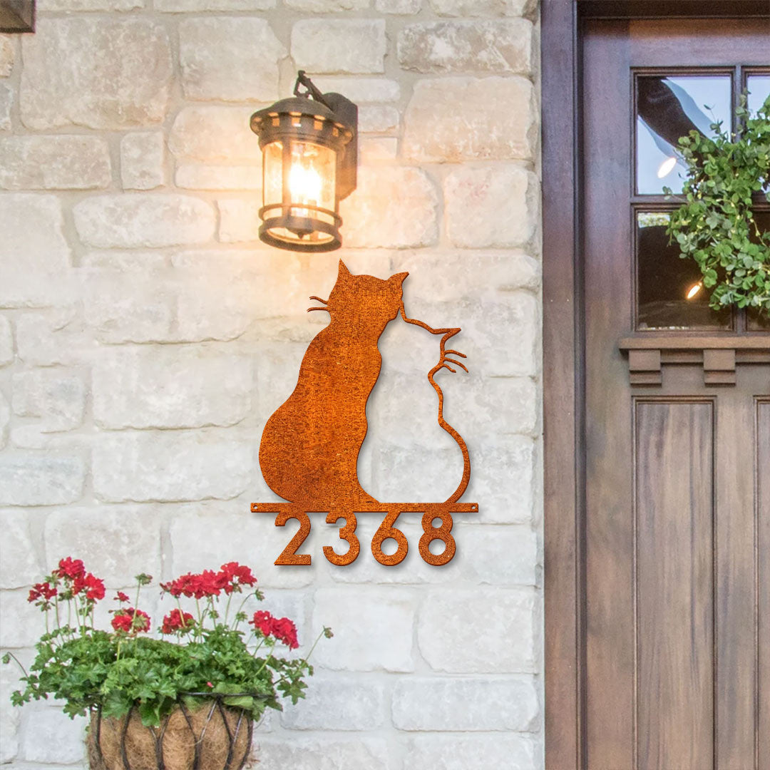Cat House Address Sign Custom House Number Sign Address Number Sign Door Number Sign Cat Welcome Sign Cat Lovers Gift Housewarming Gift