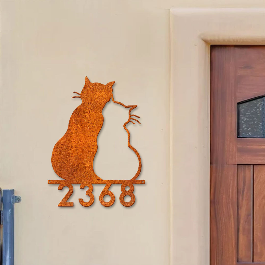 Cat House Address Sign Custom House Number Sign Address Number Sign Door Number Sign Cat Welcome Sign Cat Lovers Gift Housewarming Gift