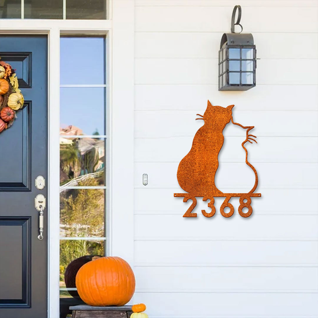 Cat House Address Sign Custom House Number Sign Address Number Sign Door Number Sign Cat Welcome Sign Cat Lovers Gift Housewarming Gift
