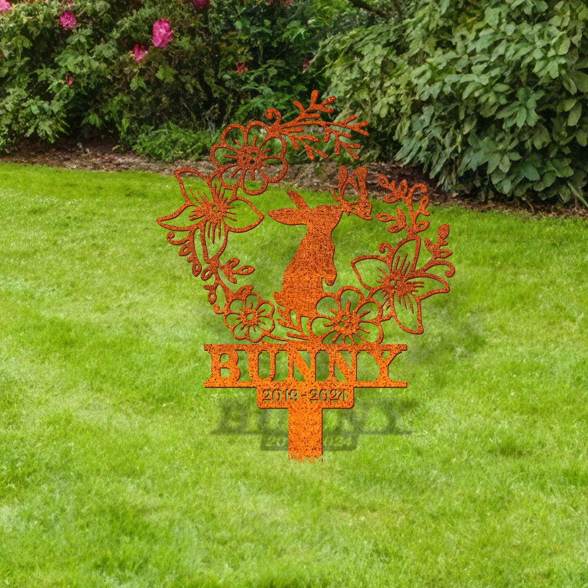 Personalized Rabbit Memorial Stake, Rabbit Grave Markers Stake, Bunny Metal Garden Stake, Remembrance Stake Bunny Lover Gift Sympathy Sign