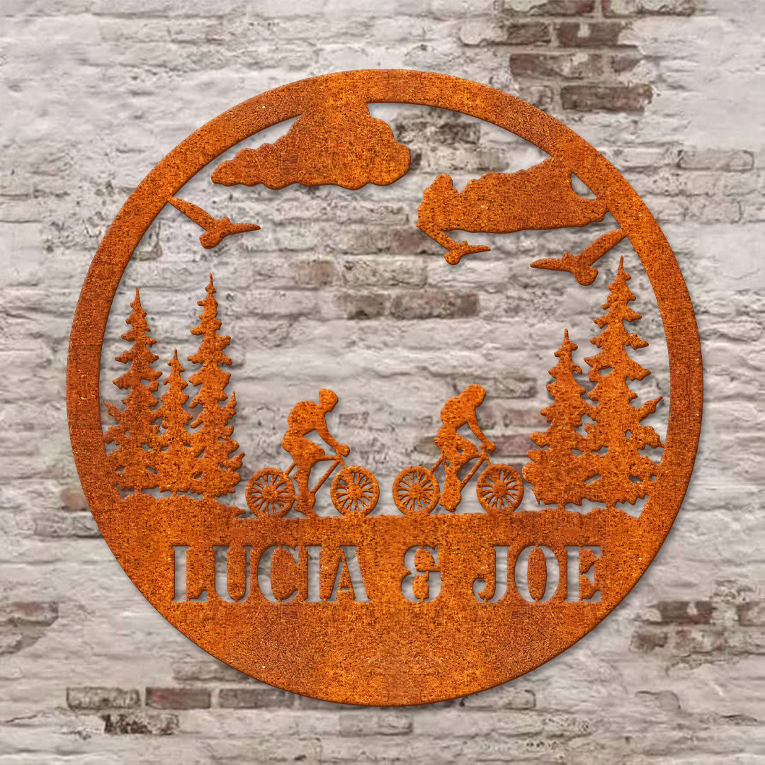 Personalized Metal Biking Sign, Moab Bike Riding Bicycle Metal Wall Art, Mountain Biking Sign, Bicycle Lovers Gift, Couple Gift, Biker Gift