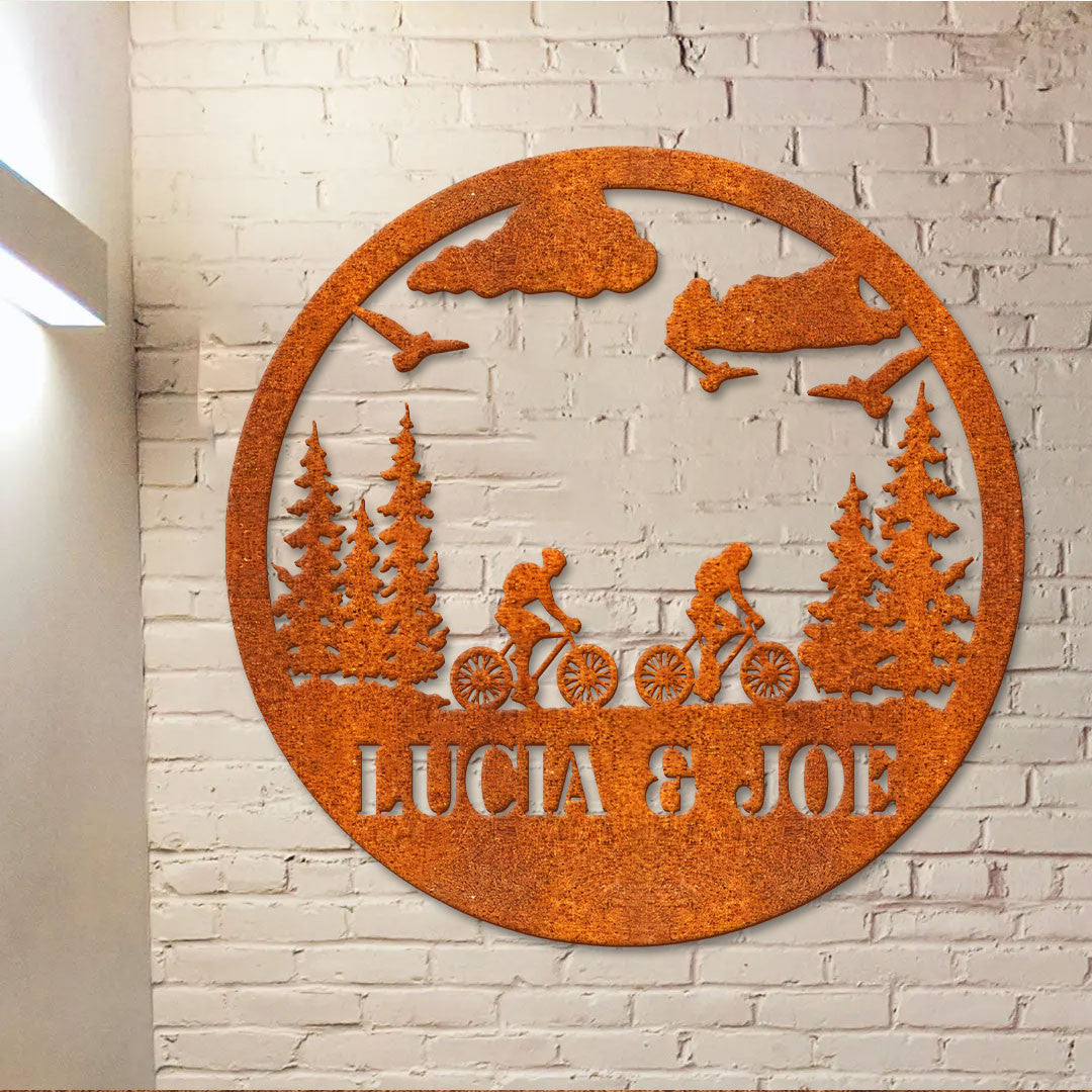 Personalized Metal Biking Sign, Moab Bike Riding Bicycle Metal Wall Art, Mountain Biking Sign, Bicycle Lovers Gift, Couple Gift, Biker Gift