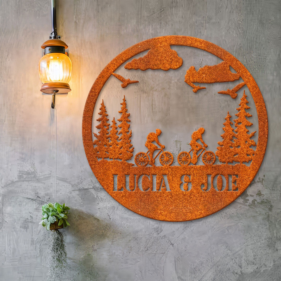 Personalized Metal Biking Sign, Moab Bike Riding Bicycle Metal Wall Art, Mountain Biking Sign, Bicycle Lovers Gift, Couple Gift, Biker Gift