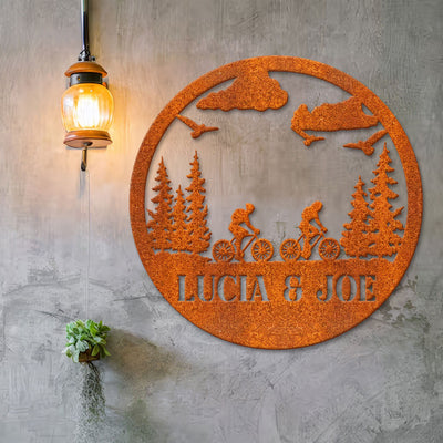 Personalized Metal Biking Sign, Moab Bike Riding Bicycle Metal Wall Art, Mountain Biking Sign, Bicycle Lovers Gift, Couple Gift, Biker Gift