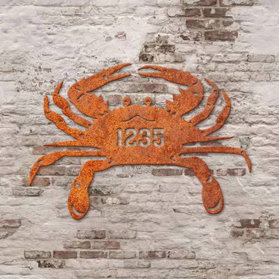 Custom Crab Metal Sign Personalized Beach House Decor Crab Wall Hangings Metal Adress Sign Birthday Gift Beach House Sign