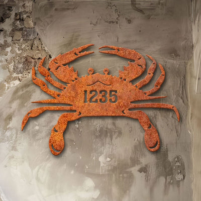 Custom Crab Metal Sign Personalized Beach House Decor Crab Wall Hangings Metal Adress Sign Birthday Gift Beach House Sign