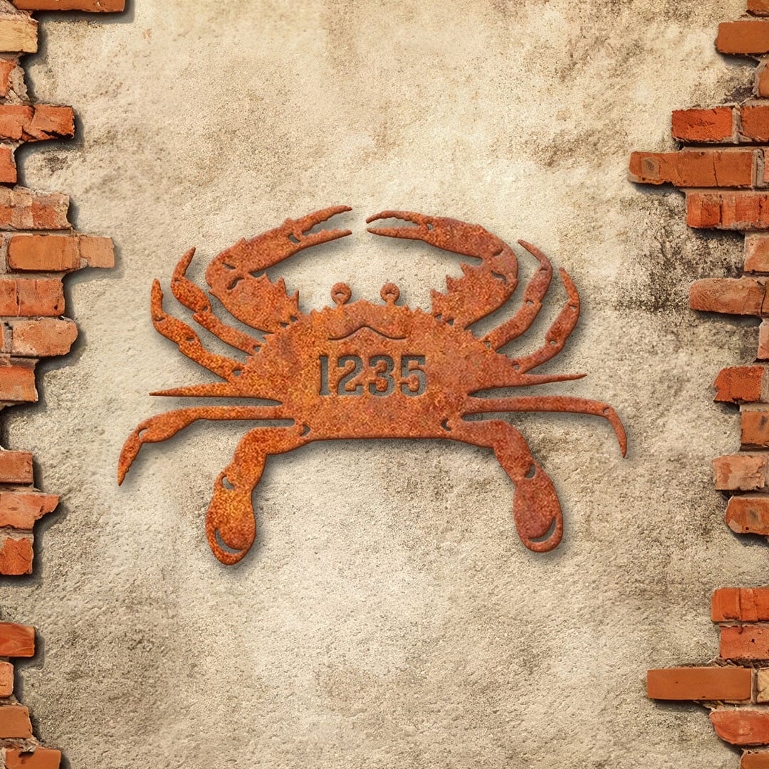 Custom Crab Metal Sign Personalized Beach House Decor Crab Wall Hangings Metal Adress Sign Birthday Gift Beach House Sign