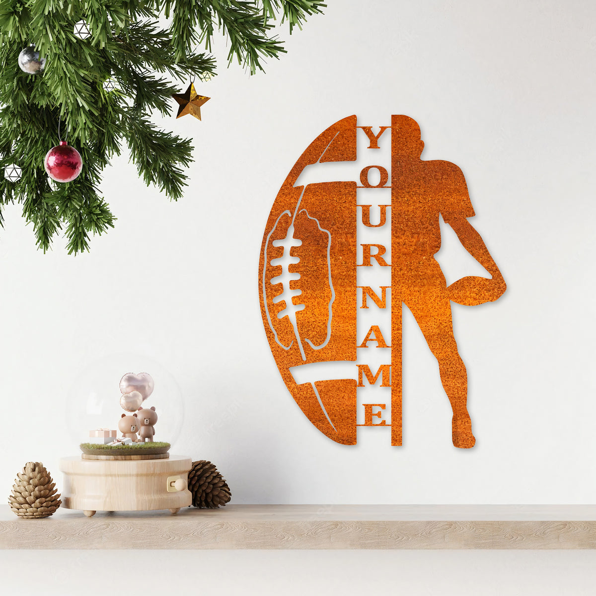 American Football Metal Custom Football Player Metal Wall Art Led Light, Football Name Sign, Birthday Gift For Son, Kid Room Decor, Home Decor